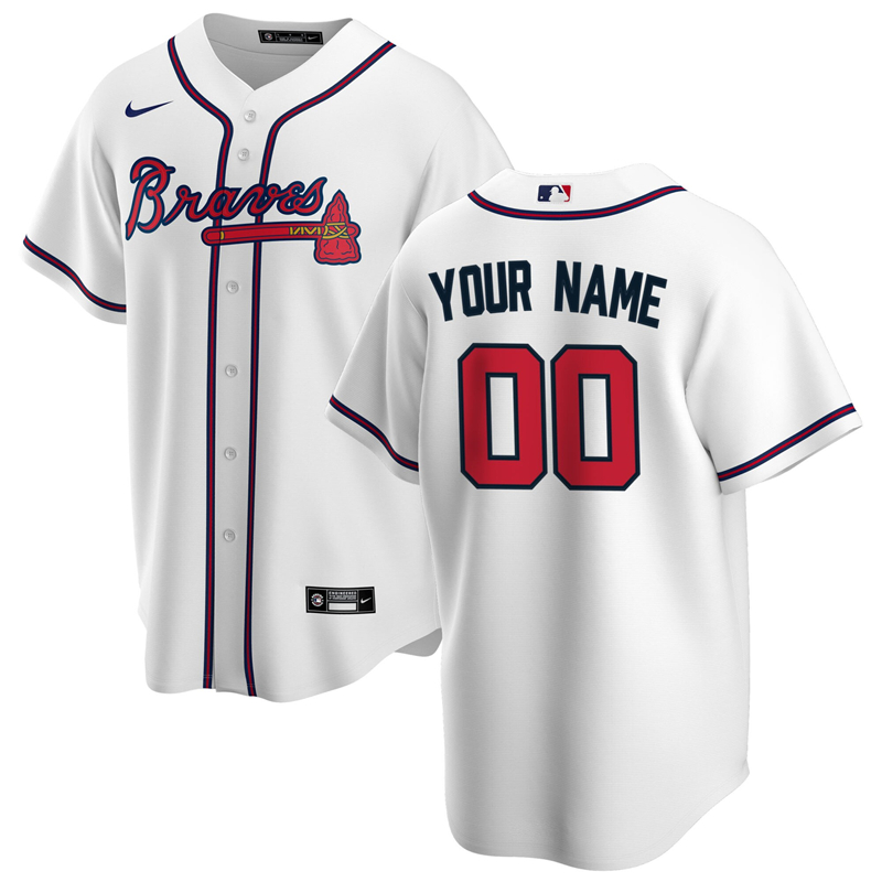 2020 MLB Men Atlanta Braves Nike White Home 2020 Replica Custom Jersey 1->atlanta braves->MLB Jersey
